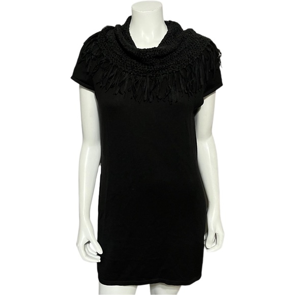Sweaters - SOLD❌❌❌ Black Crochet Neck Short Sleeve Sweater Sz-Large